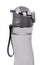 Gray sport water bottle, drinking equipment. Isolated