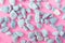 Gray stones on a pale pink background. Ultimate Gray stones on a pink color.