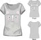 Gray t shirt with fashion print with Vector illustration of cute embroidery of white and pink toy cat