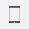 Gray Tablet icon with isolated blank screen. Modern simple flat