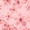 Gray Tropical Hibiscus. Coral Seamless Exotic. Pink Pattern Hibiscus.Flower Design. Drawing Nature. Decoration Palm.