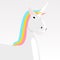 Gray Unicorn in rainbow colors