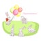 Gray vector cute hares and colored balloons