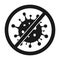Gray vector icon of the stop microbe. Kill virus