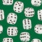 Gray vintage dices on the green background. Seamless original co