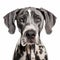 Gray And White Great Dane Puppy With Blue Spotty Face