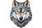 Gray Wolf, Minimalist Style, White Background Cartoonish, Flat Illustration. Logo. Generative AI