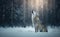 A gray wolf in the snowy wilderness howling, adaptation to the cold, generative AI
