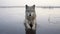 Gray Wolf In Water A Captivating Portrait Of Nature\\\'s Resilience
