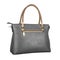 Gray women`s leather bag with gold handles