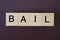 Gray word bail made of wooden square letters