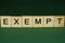 Gray word exempt from small wooden letters