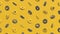Gray and yellow circle shapes rotating. Abstract animation, 3d render.