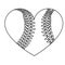 grayscale background of heart with texture of baseball ball