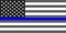 A grayscale and blue stars and stripes USA American flag in memorial of Police Officers that have died in the line of duty