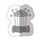 grayscale contour sticker of popcorn container