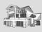 Grayscale drawing dream house