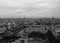 Grayscale high angle panoramic shot of the Paris in France