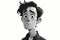 A Grayscale Illustration Of A Sad Man, A Cartoon Of A Man