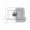 Grayscale middle shadow sticker with laptop with full shopping cart