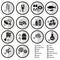 Grayscale set of typical food alergens for restaurants