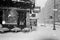 Grayscale shot of the blizzard called "Stella" in  Little Italy, Lower Manhattan, NYC