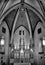 Grayscale shot of the Loretto chapel altar in New Mexico, USA