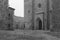 Grayscale shot of Palacio de los Golfines de Abajo in Caceres, Spain