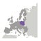 Grayscale silhouette with europe map and poland in purple color