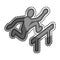 Grayscale sticker with pictogram with athlete hurdles