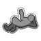 Grayscale sticker with pictogram man repose