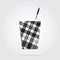 Grayscale tartan icon - fast food drink with straw