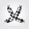 Grayscale tartan icon - two crossed sausages
