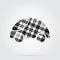 Grayscale tartan isolated icon - cute rounded car