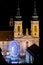 Graz with church Mariahilf and christmas fair with ferris wheel