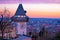 Graz landmark and cityscape dusk view from Schlossberg