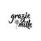 Grazie mille - Thanks so much in Italian. Modern brush calligraphy. Vector illustration