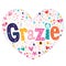 Grazie thank you thanks in Italian type lettering heart shaped card