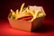 Greaseproof Tasty burger paper box with fries. Generate Ai