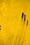 Greasy hand print on yellow wall
