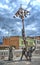 Greasy Pole sculpture in Cuenca, Ecuador