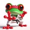 great 3d illustration of a funny martial arts red eyed tree frog