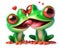 great 3d illustration of a two funny red eyed tree frogs in love