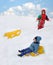 Great activity on snow, children