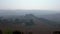 Great aerial top view flight drone. foggy morning Tuscany valley Italy autumn