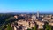 Great aerial top view flight drone. medieval old town city Siena Tuscany Italy