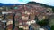 Great aerial top view flight drone. Mountain city Cortona Tuscany Arezzo Italy