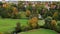 Great aerial top view flight drone. Weimar garden house goethe park german fall