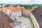 Great arcades - white renaissance archs on Third Courtyard of Jindrichuv Hradec Castle in Jindrichuv Hradec, Czech