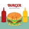 Great Background with Burger Sauces Characters